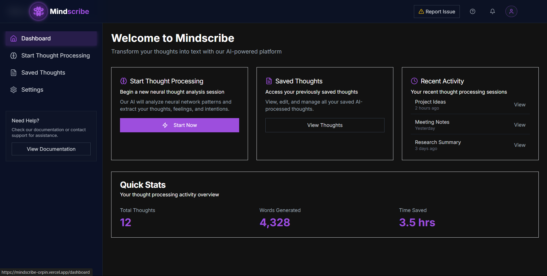 MINDSCRIBE -AI driven Thoughts to Text System